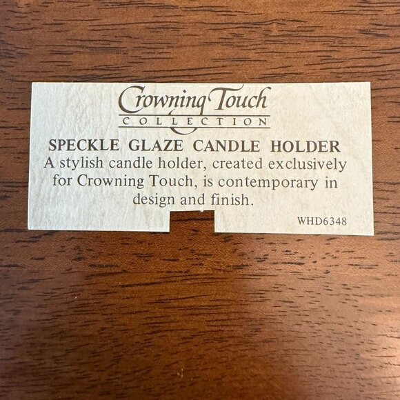 NOS Speckle Glaze Candle Holder By Crowning Touch Contemporary Design Hallmark - Picture 4 of 10